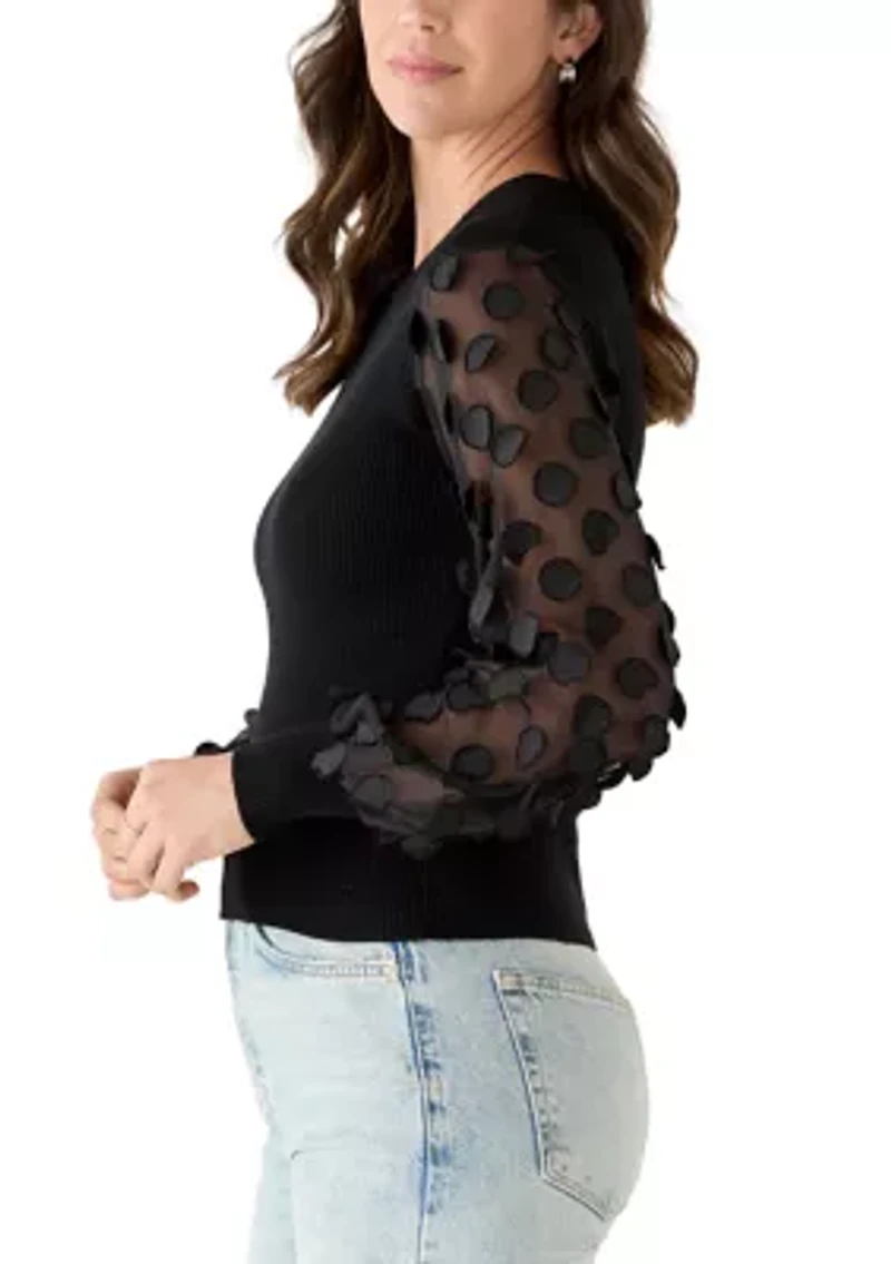 Women's Ribbed Mixed Media Sweater