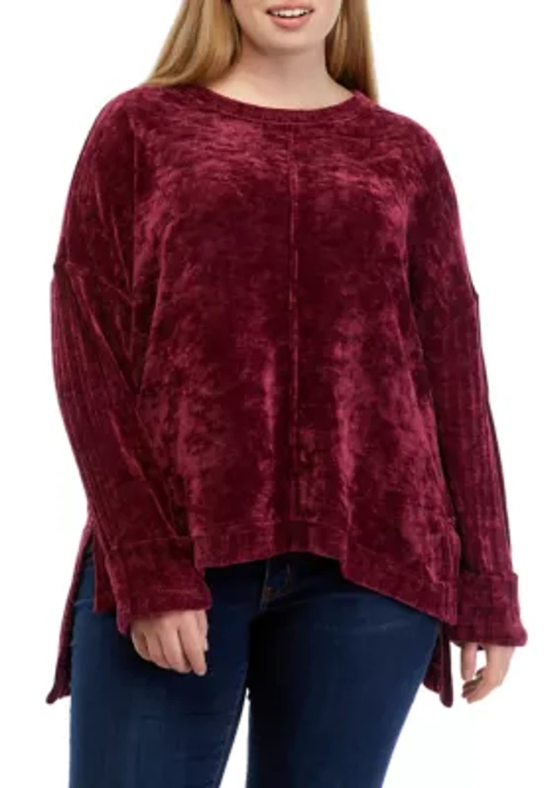 Plus Crew Neck Dropped Shoulder Sweater