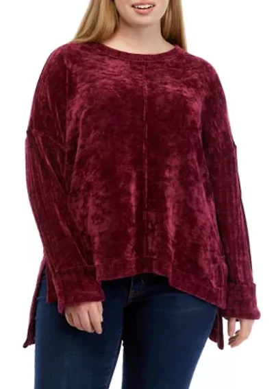 Plus Crew Neck Dropped Shoulder Sweater