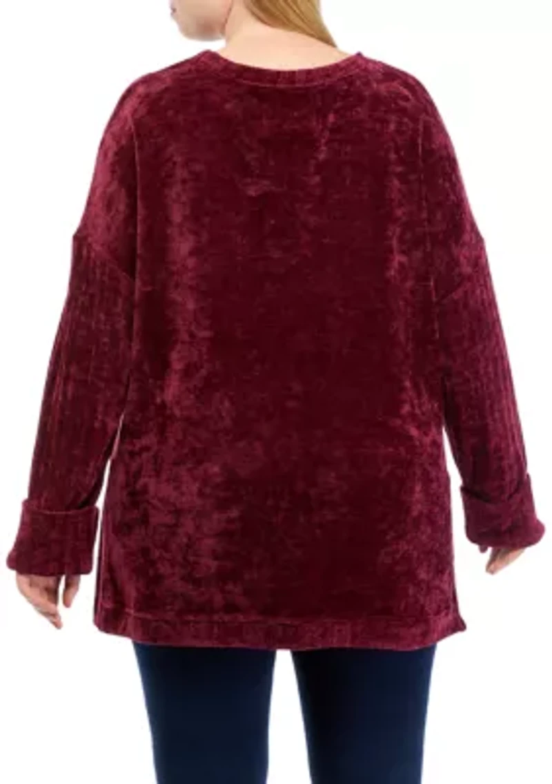 Plus Crew Neck Dropped Shoulder Sweater