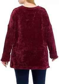 Plus Crew Neck Dropped Shoulder Sweater