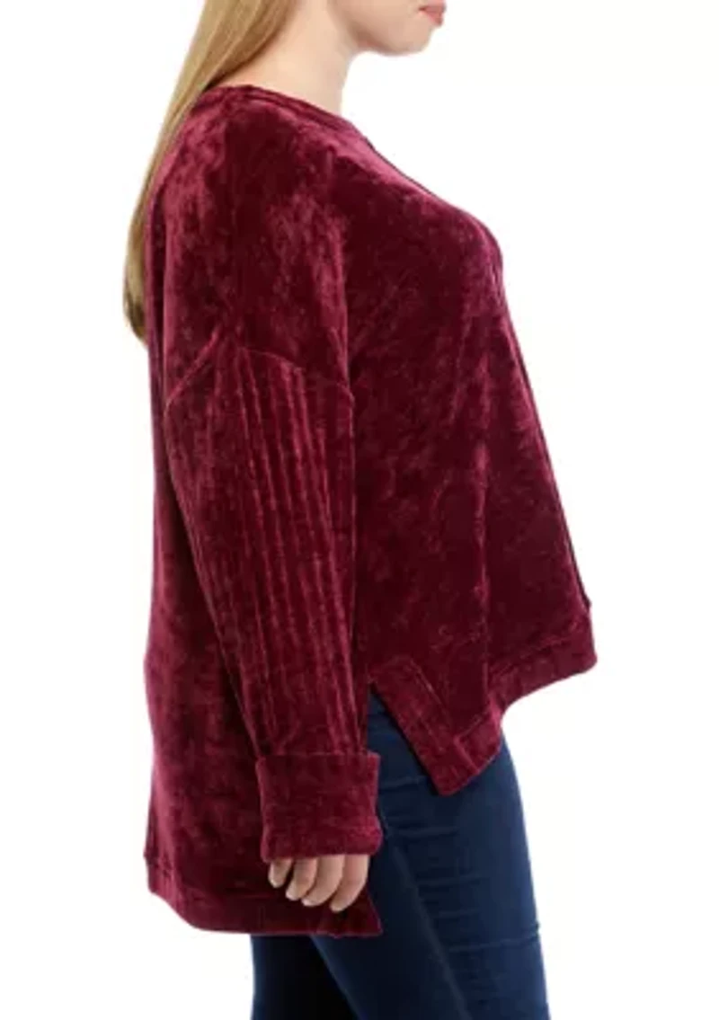 Plus Crew Neck Dropped Shoulder Sweater