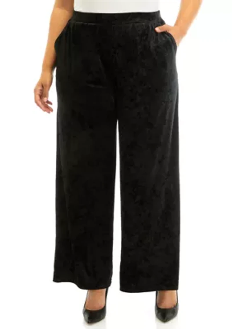 Women's Pull On Velvet Wide Leg Pants