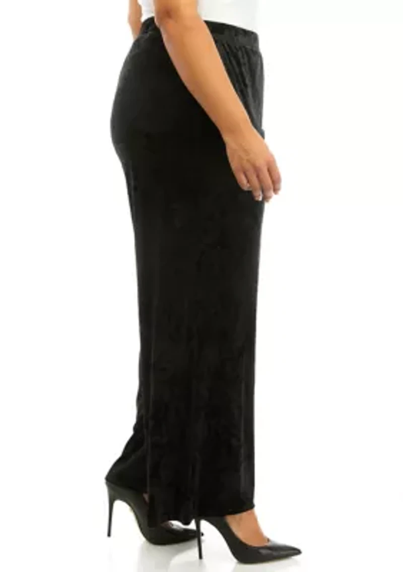 Women's Pull On Velvet Wide Leg Pants