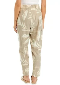 Women's Printed Linen Cargo Pants