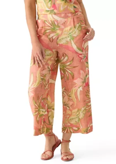 Women's Smocked Wide Leg Patch Cropped Pants