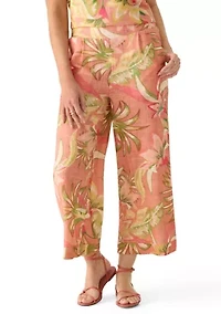 Women's Smocked Wide Leg Patch Cropped Pants