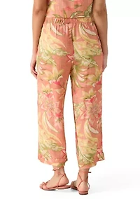 Women's Smocked Wide Leg Patch Cropped Pants