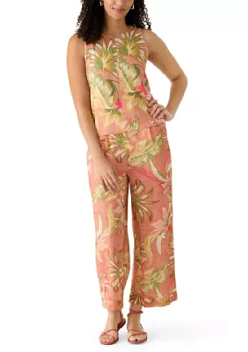 Women's Smocked Wide Leg Patch Cropped Pants