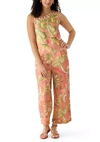 Women's Smocked Wide Leg Patch Cropped Pants