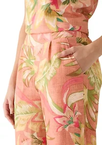 Women's Smocked Wide Leg Patch Cropped Pants