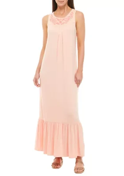 Sleeveless Embroidered Midi Dress