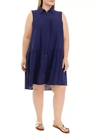 Plus Tiered Shirtdress