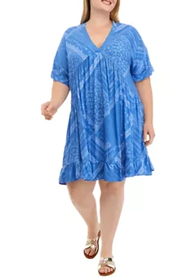 Plus Printed Babydoll Dress