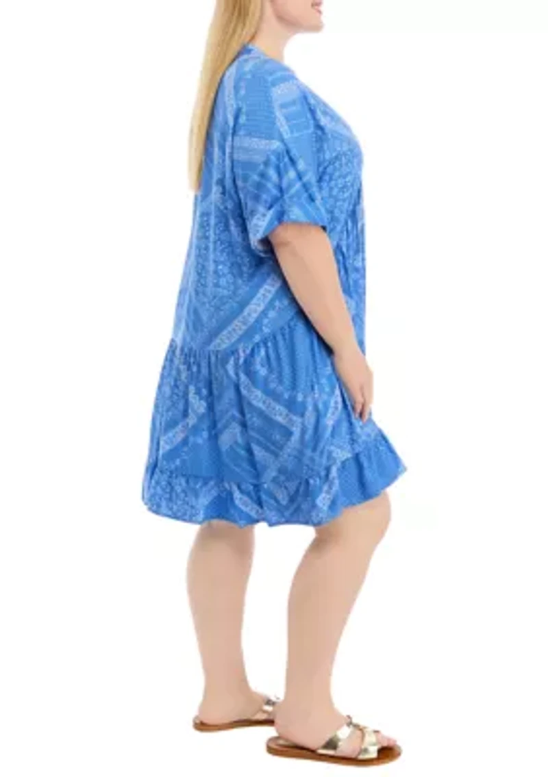 Plus Printed Babydoll Dress