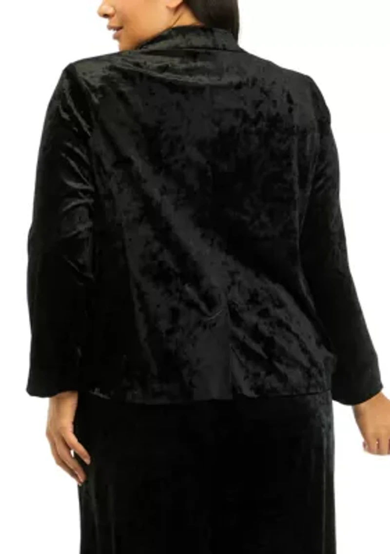 Plus Long Sleeve Velvet Blazer