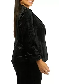 Plus Long Sleeve Velvet Blazer