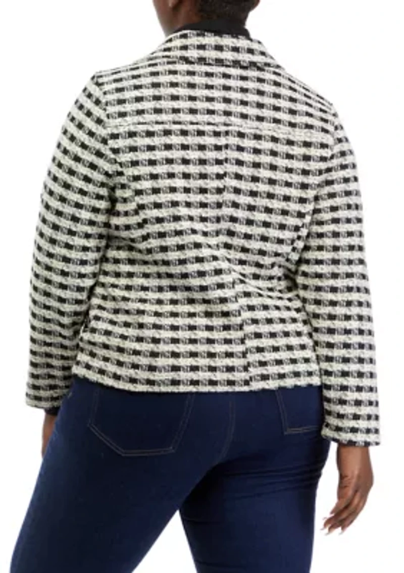 Plus Plaid Moto Jacket