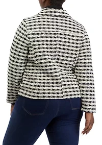 Plus Plaid Moto Jacket