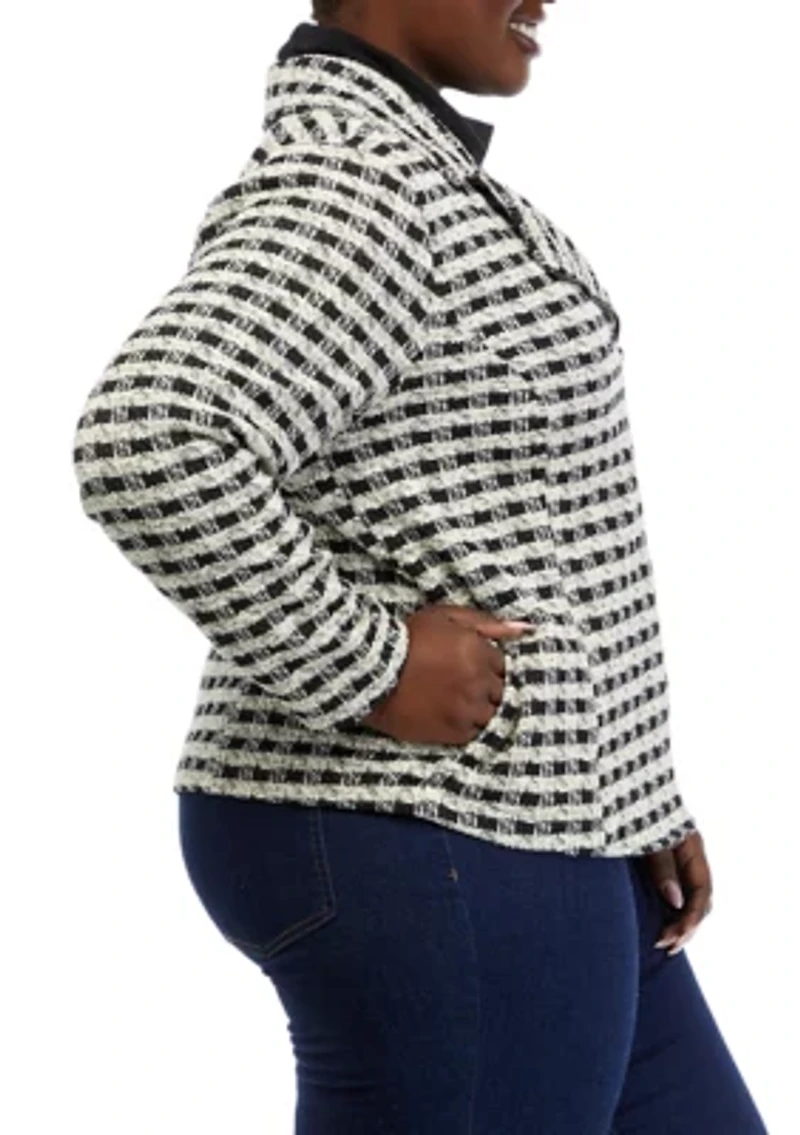 Plus Plaid Moto Jacket