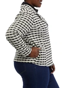 Plus Plaid Moto Jacket