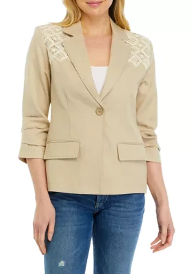 Women's Lace Trim Blazer