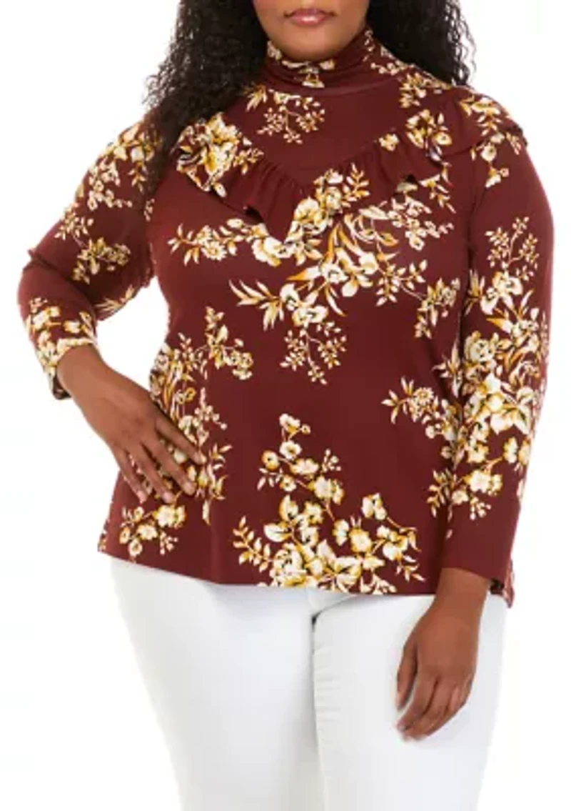 Plus Long Sleeve Turtleneck Knit Top