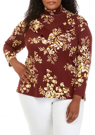 Plus Long Sleeve Turtleneck Knit Top