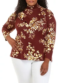 Plus Long Sleeve Turtleneck Knit Top