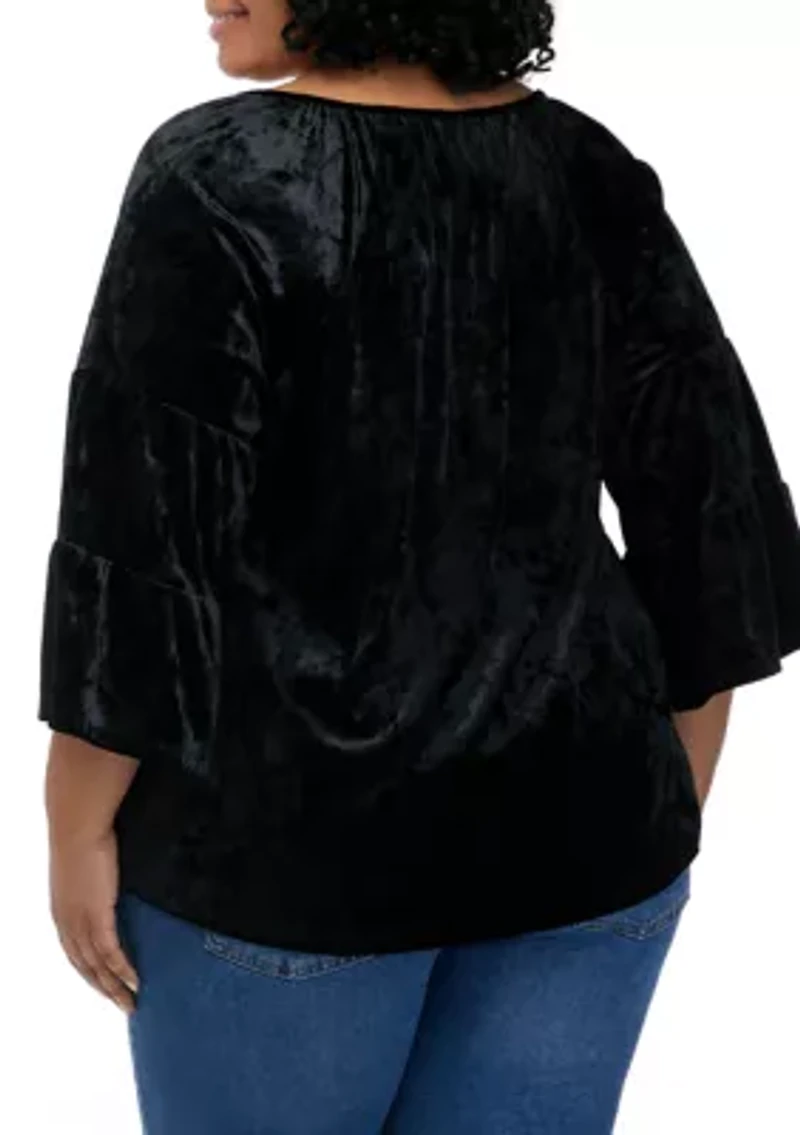 Plus Long Sleeve Embroidered Peasant Shirt