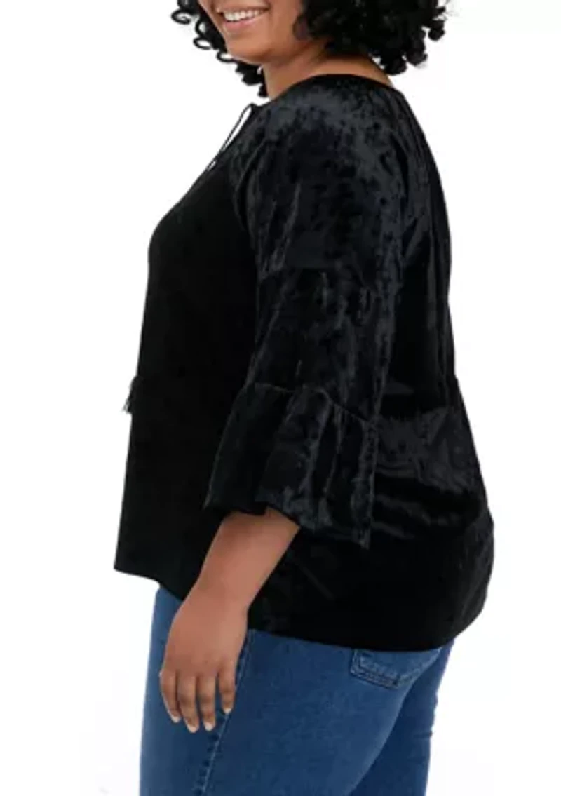 Plus Long Sleeve Embroidered Peasant Shirt