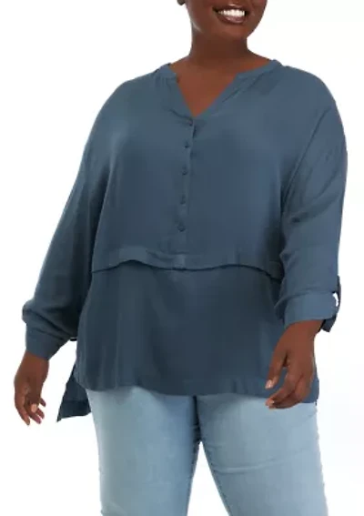 Plus Roll Tab Tunic Top