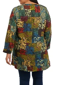 Plus Roll Tab Printed Tunic