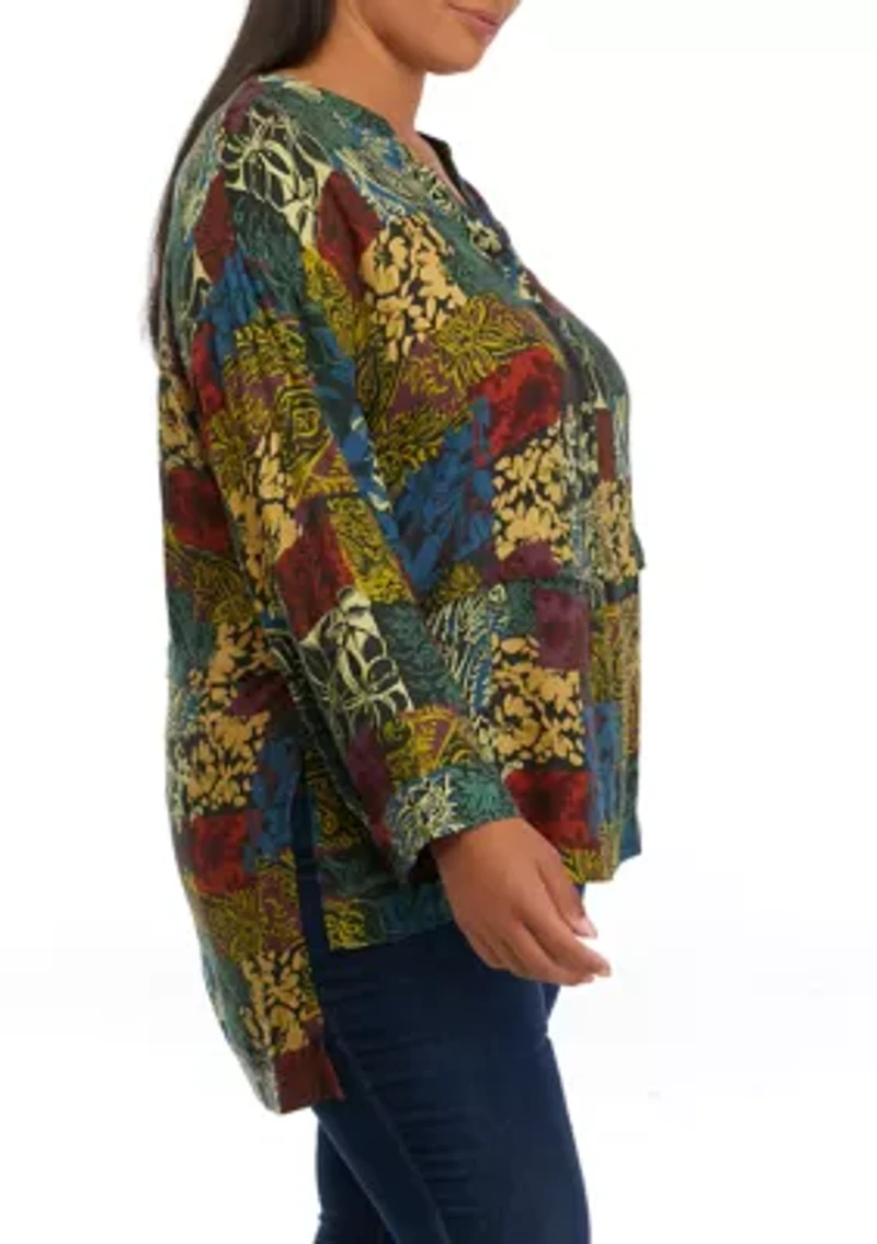 Plus Roll Tab Printed Tunic