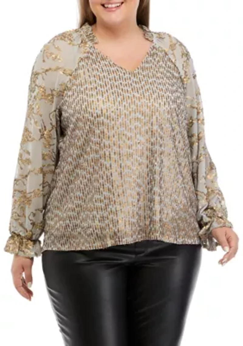 Plus V-Neck Blouse
