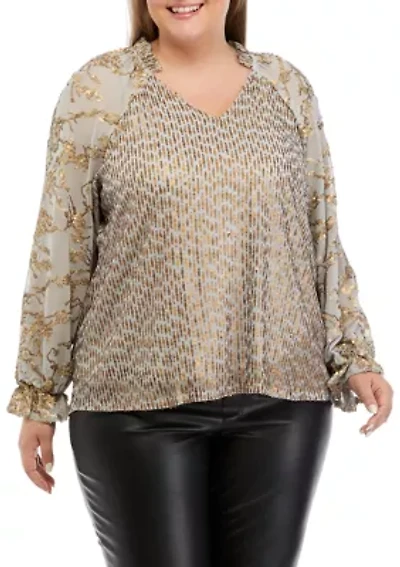 Plus V-Neck Blouse