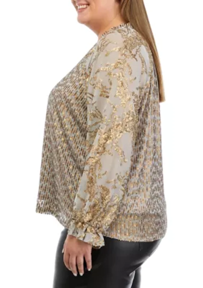 Plus V-Neck Blouse