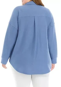 Plus Nikki Knit Button Down Top