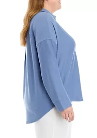 Plus Nikki Knit Button Down Top