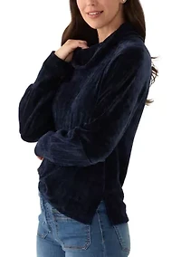 Women's Chenille Turtleneck Top with Side Slits