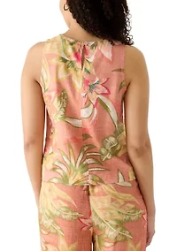 Women's Crew Neck Tank Top with Shoulder Buttons