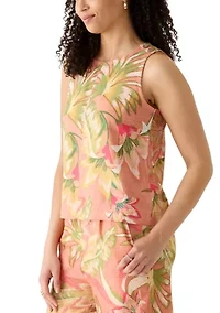 Women's Crew Neck Tank Top with Shoulder Buttons