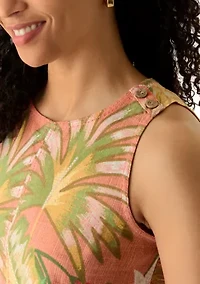 Women's Crew Neck Tank Top with Shoulder Buttons