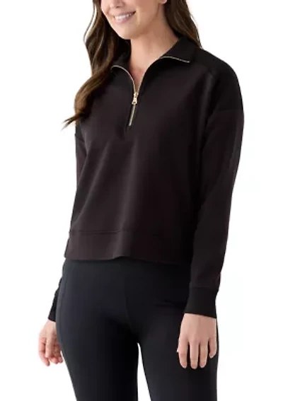 Women's Long Sleeve Quarter Zip Ribbed Top