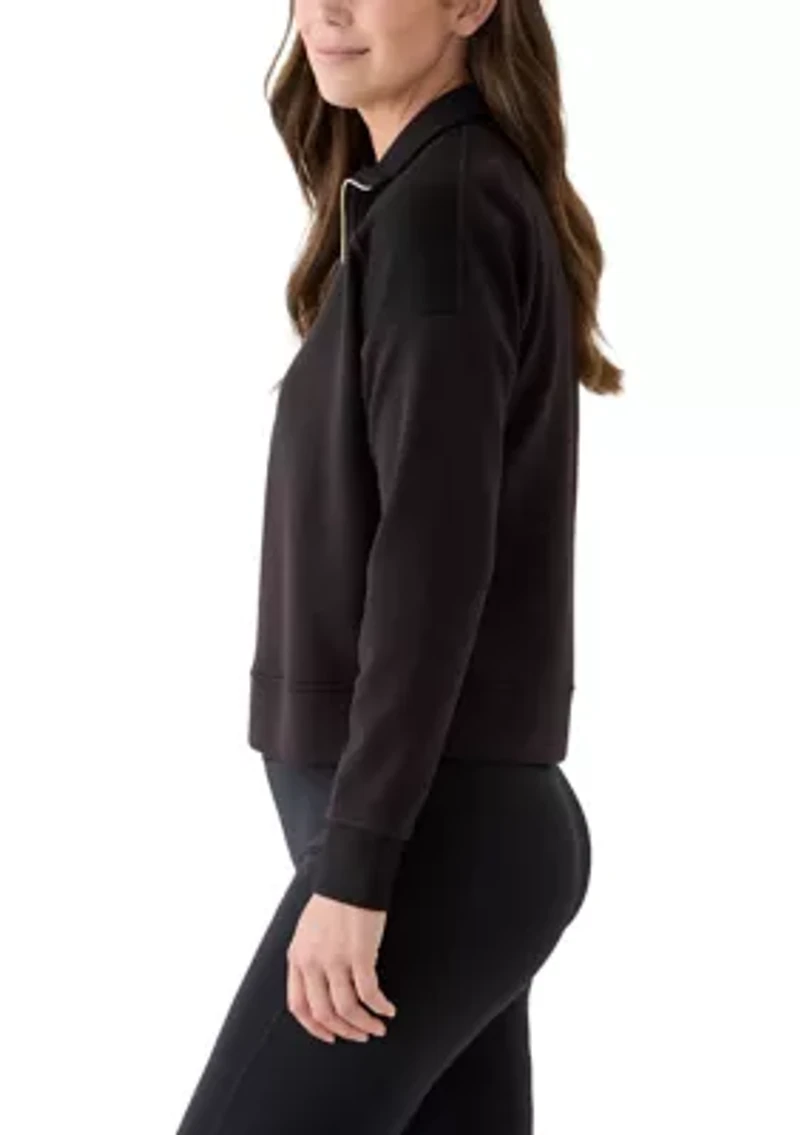 Women's Long Sleeve Quarter Zip Ribbed Top