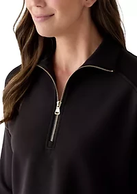 Women's Long Sleeve Quarter Zip Ribbed Top