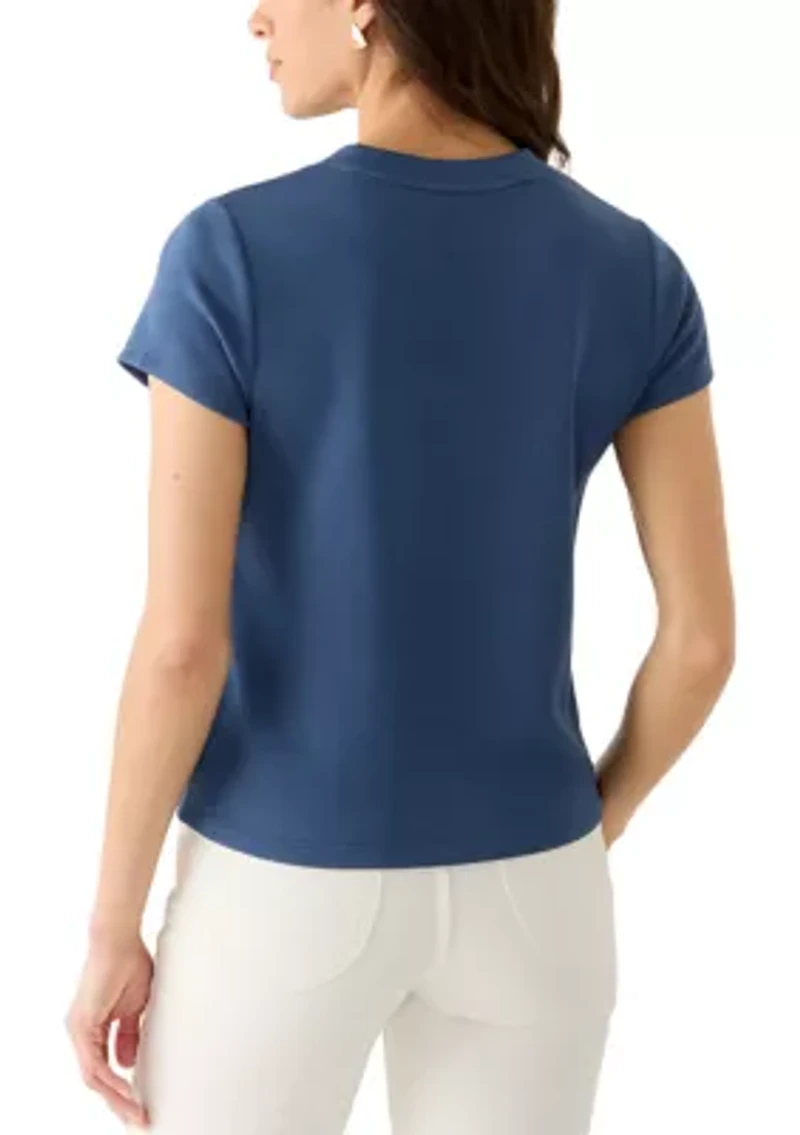 Women's Short Sleeve Split Neck Top