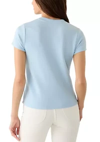 Women's Short Sleeve Split Neck Top