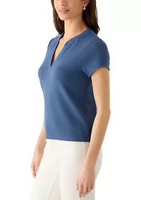 Women's Short Sleeve Split Neck Top