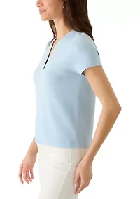 Women's Short Sleeve Split Neck Top